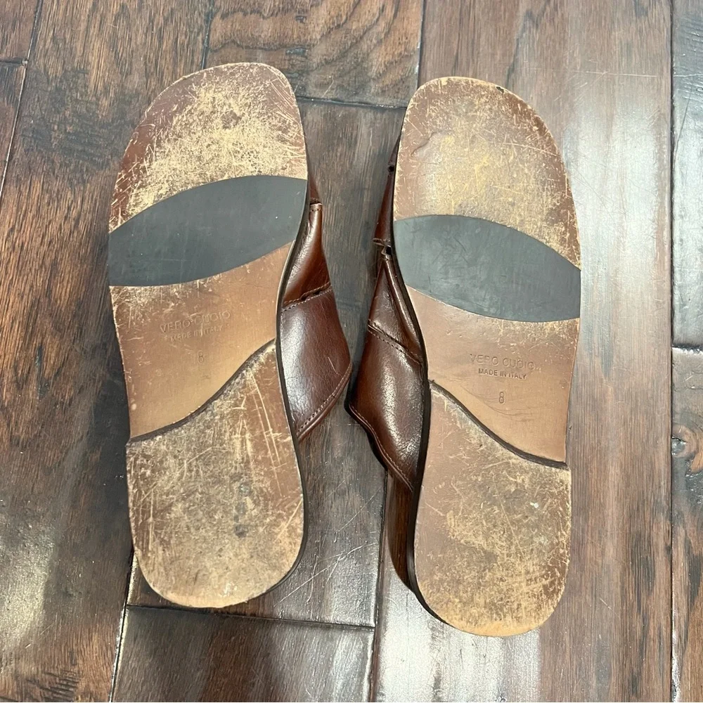 Tommy Bahama Men's Brown Leather Slide Sandals